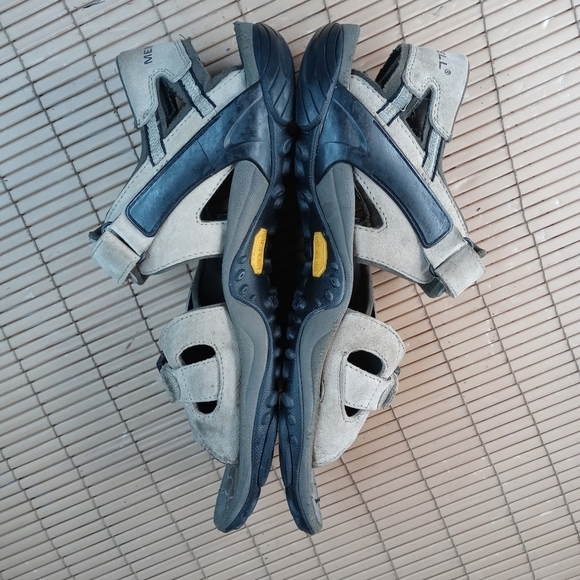 Merrell men's sz 12 brown leather Vlcrow hook & loop close hiking sandals. 39pm - Picture 6 of 11